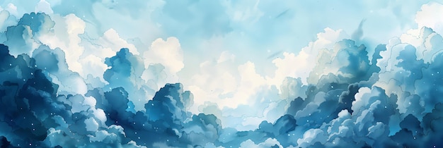 Photo watercolor painting of clouds in the sky