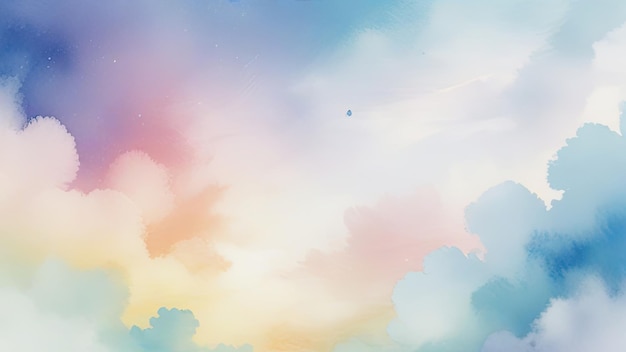 a watercolor painting of clouds in the sky