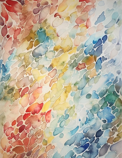 A watercolor painting of a colorful pattern with the word love on it.