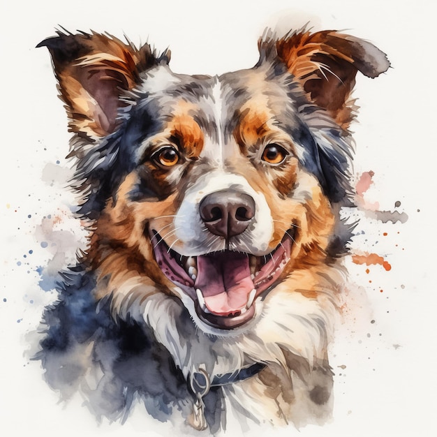 Watercolor painting of a cute dog on white background Al generated