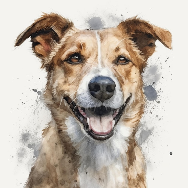 Watercolor painting of a cute dog on white background Al generated