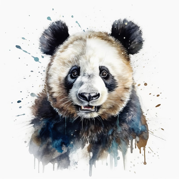 Watercolor painting of a cute love panda Al generated