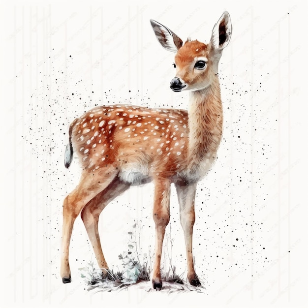 A watercolor painting of a deer with the name " the year " on it.