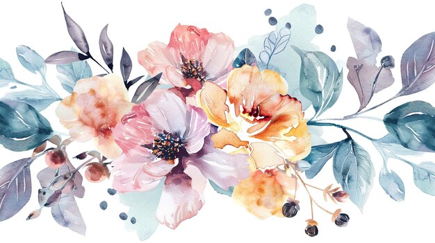 Watercolor Painting of a Delicate Floral Arrangement