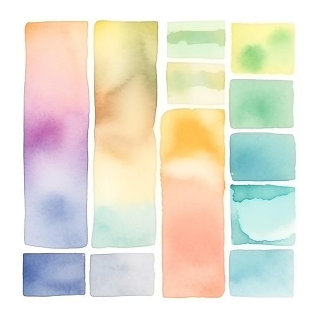 Photo a watercolor painting of different colors.