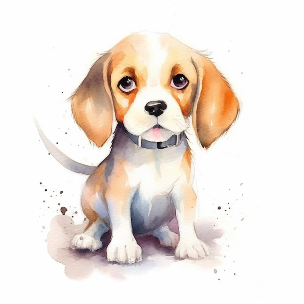 A watercolor painting of a dog named beagle