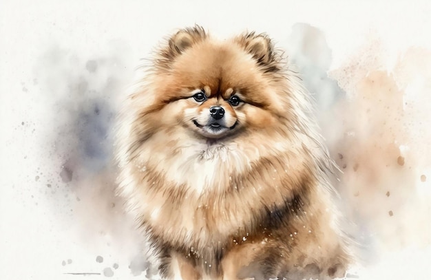 Watercolor painting of a dog named pomeranian