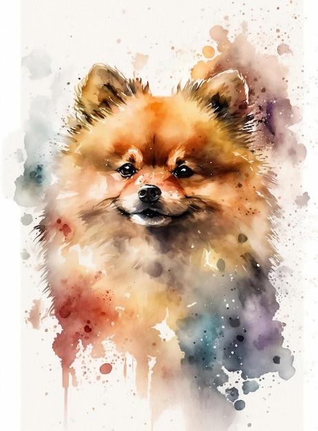 Watercolor painting of a dog named spitz