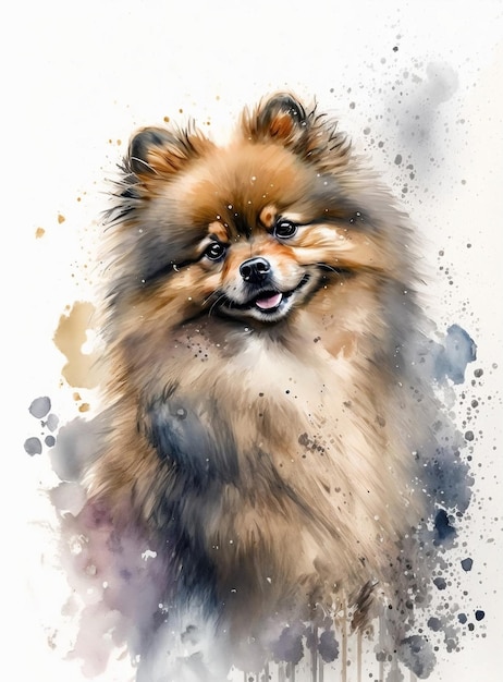 Watercolor painting of a dog named spitz