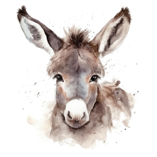 Watercolor painting of a donkey