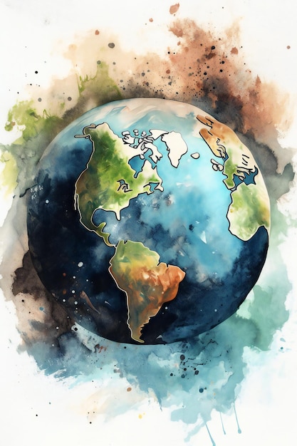 A watercolor painting of the earth with the word europe on it.