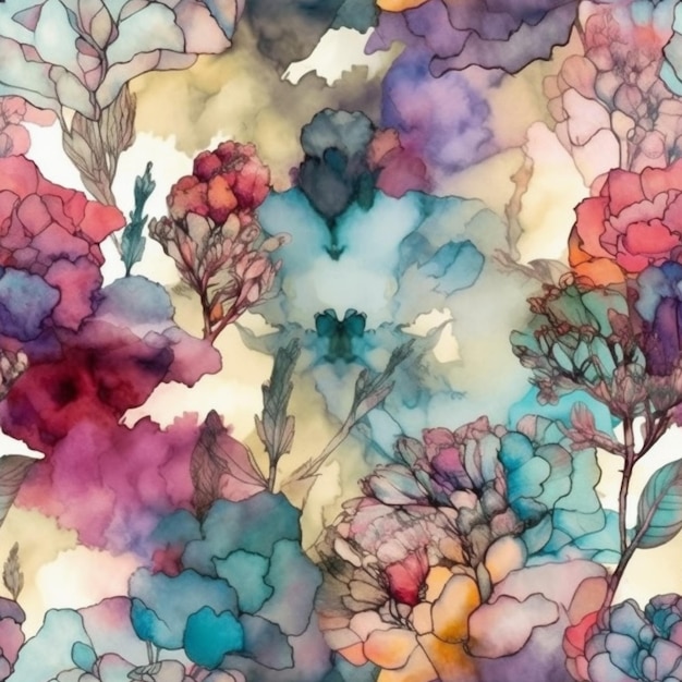 A watercolor painting of a floral background.