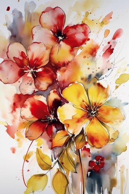 A watercolor painting of flowers by person.