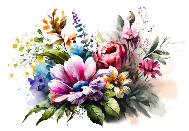 A watercolor painting of flowers and flowers.