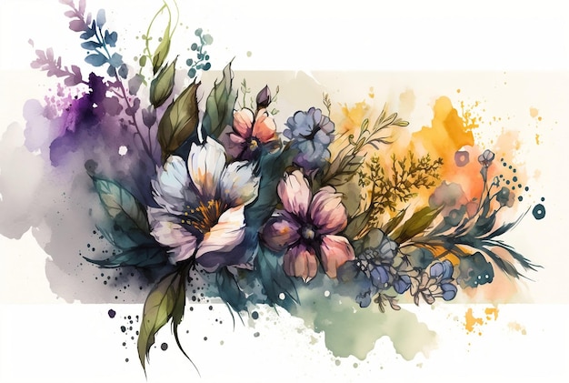 Watercolor painting of flowers on a white background