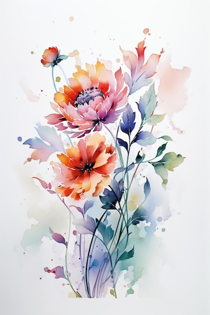 A watercolor painting of flowers with a watercolor background.