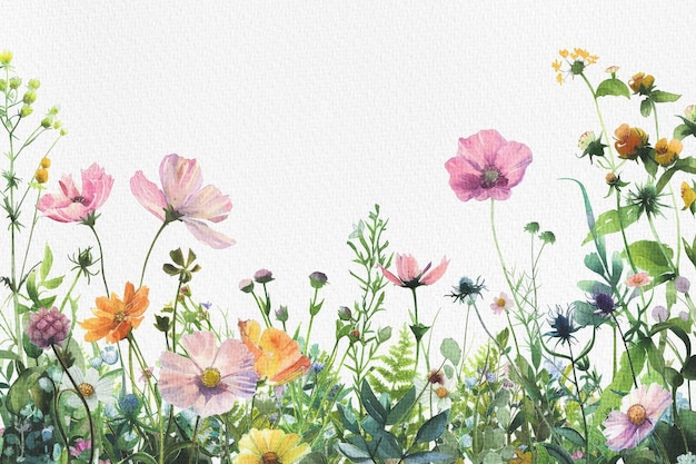 Photo a watercolor painting of flowers with a white background spring texture watercolor paper