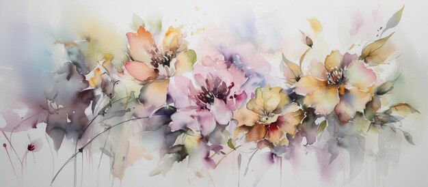 A watercolor painting of flowers with the word " spring " on the bottom.