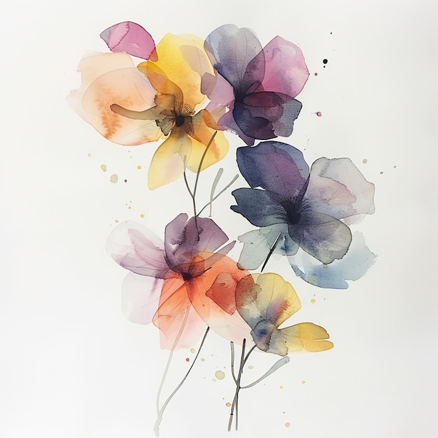 Photo a watercolor painting of flowers with the words  flowers