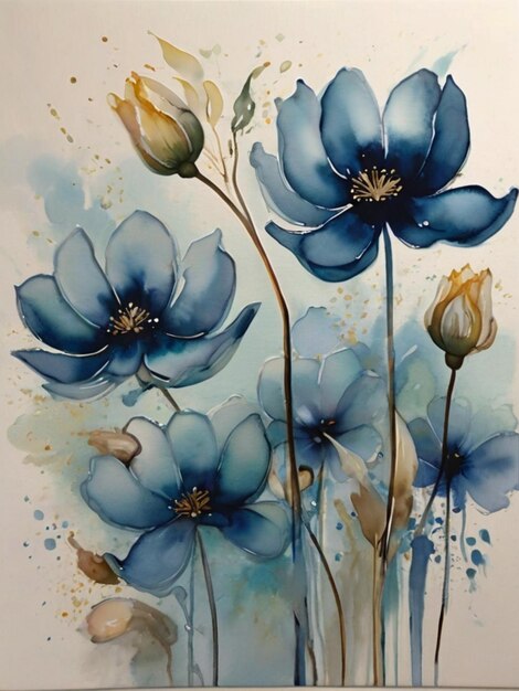 Watercolor painting forming a beautiful flower