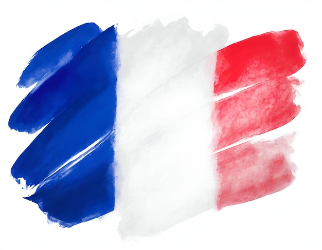 Watercolor painting france flag