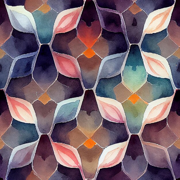 A watercolor painting of a geometric pattern with the colors of the leaves