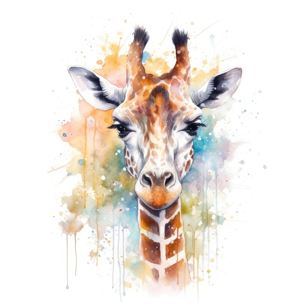 Watercolor painting of giraffe