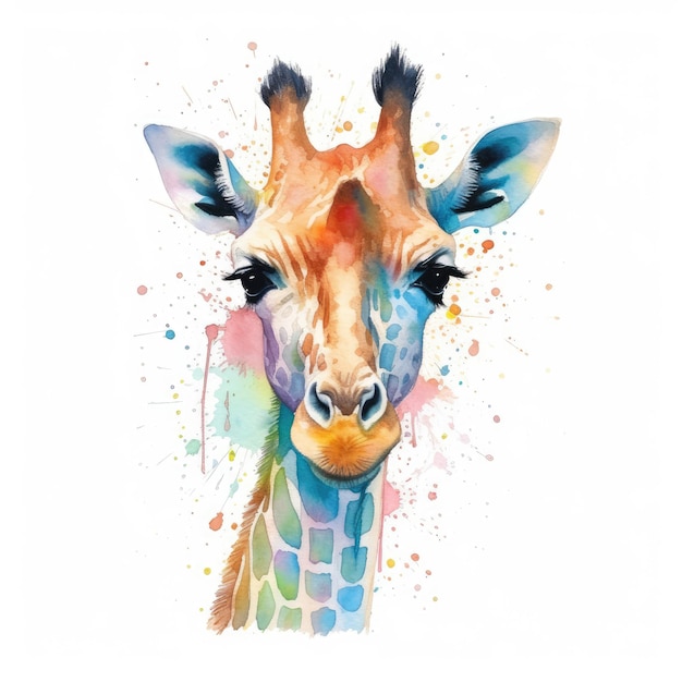 Watercolor painting of giraffe