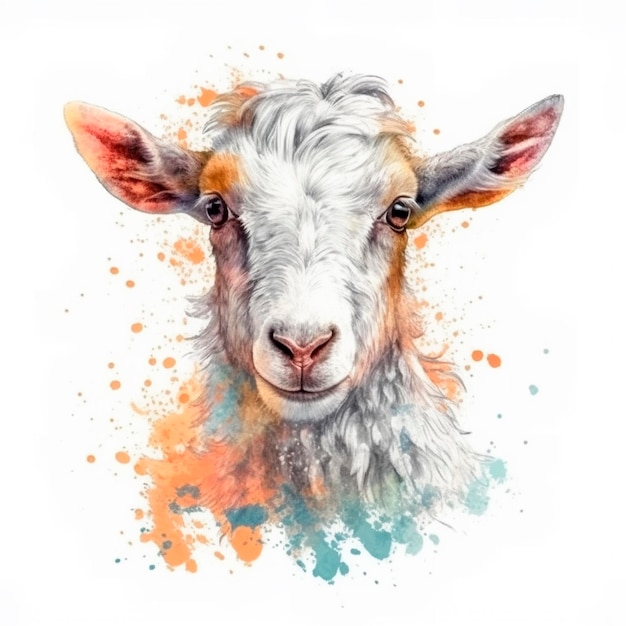 Watercolor painting of a goat