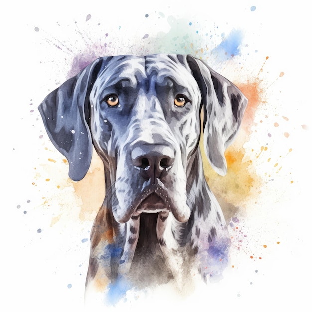 Watercolor painting of great dane dog