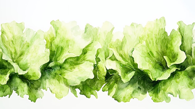 Watercolor painting of green leaves with a white background