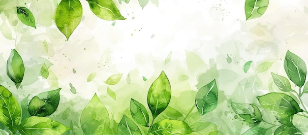 Watercolor Painting of Green Leaves