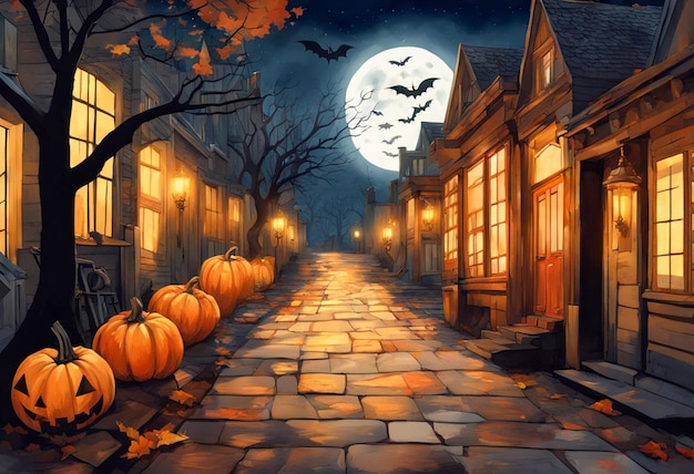 Watercolor Painting Halloween Festival