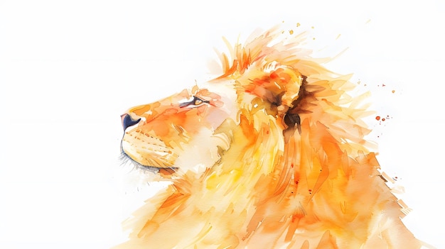 Photo a watercolor painting of a lion with a golden mane