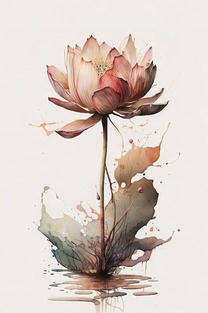 Watercolor painting of a lotus flower