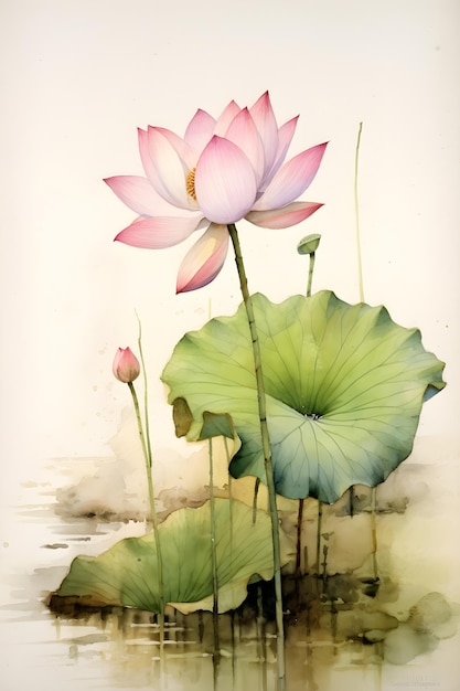 A watercolor painting of a lotus flower