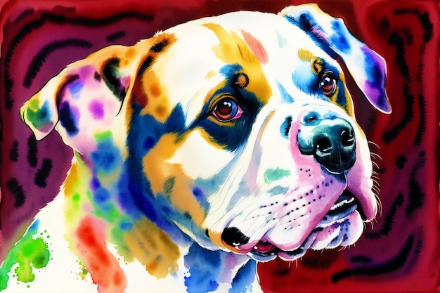 Watercolor painting of the Loyal American Bulldog A Guardian and Family Companion Generative AI