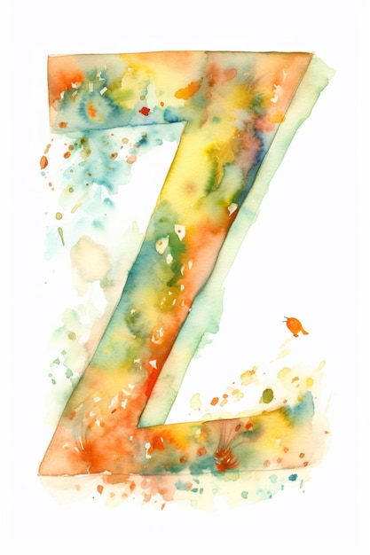 A watercolor painting of the number 7