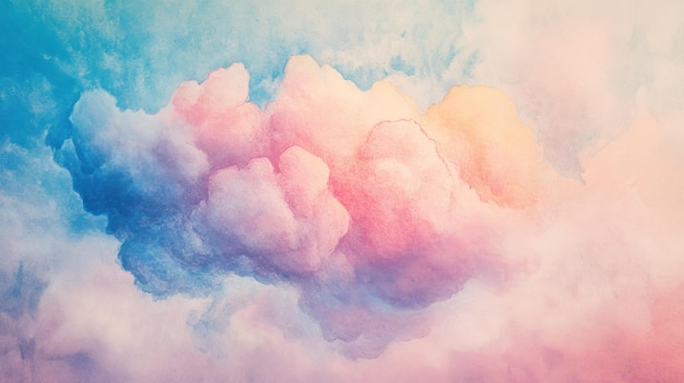 Photo watercolor painting of pastel clouds in a soft sky