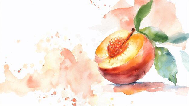 Photo a watercolor painting of a peach with a stem