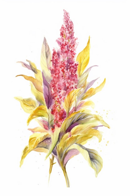 A watercolor painting of a pink corn flower.