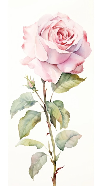 a watercolor painting of a pink rose