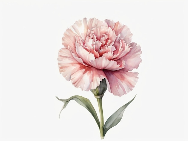 a watercolor painting of a pink and white flower