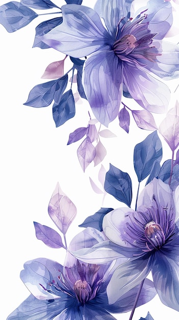 Photo a watercolor painting of purple flowers