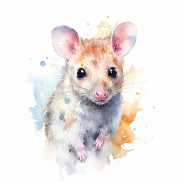 Watercolor painting of quoll with white background