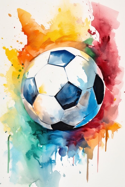 A watercolor painting of a soccer ball