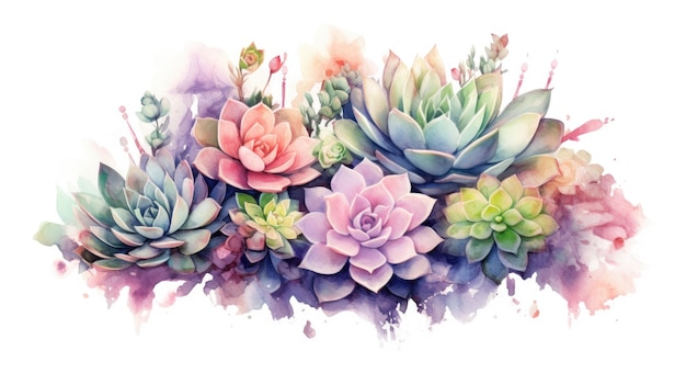 A watercolor painting of a succulent plant.