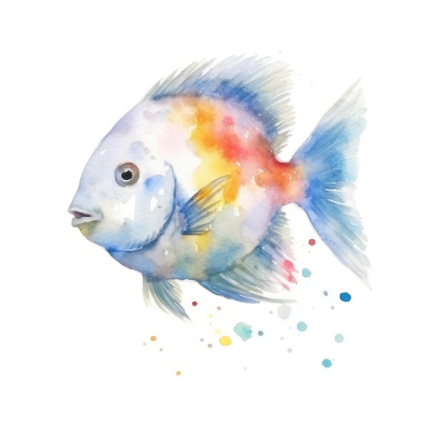 Watercolor painting of sunfish with white background