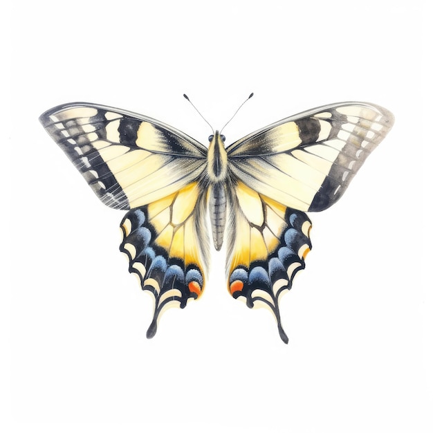 Watercolor painting of tiger swallowtail with white background