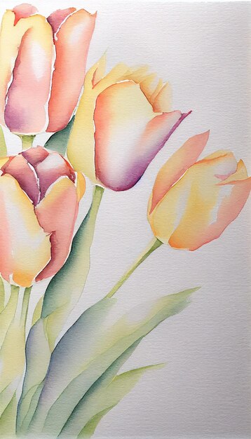 A watercolor painting of tulips with the title'tulips '